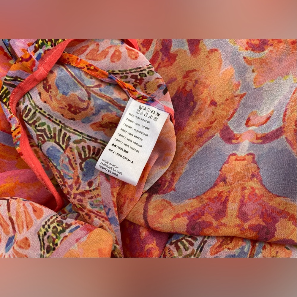 Elizabeth Gillett Anthropologie Floral Print Kimono Wrap - Picture 8 of 9